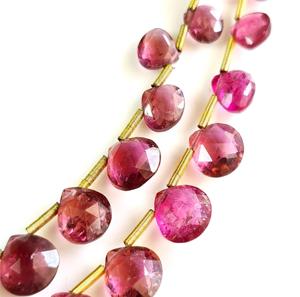 Pierre précieuse tourmaline rubellite naturelle Briolette à facettes en forme de coeur perles de pierre rose certifiées par des tiers - Product Image 5