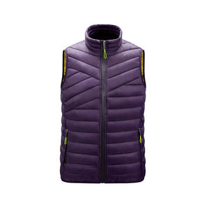 Chaleco acolchado ligero para hombre, 100% de nailon, transpirable, bordado personalizado, logotipo, cuello levantado, bolsillos con cremallera, chaqueta de invierno sin mangas - Product Image 5