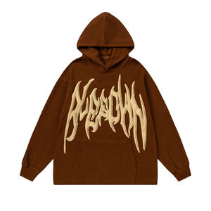 Sudadera con capucha de invierno de algodón orgánico con logotipo personalizado, sudadera unisex de alta calidad con estampado de Hip Hop y diamantes de imitación para hombre y mujer - Product Image 1