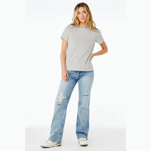 T-shirt personnalisable pour femme à coupe décontractée, manches courtes, en jersey avec appliques boutonnées, 32 fils simples, 4,2 oz, en coton argenté et fibre de bambou - Product Image 4