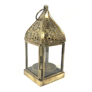 Accesorios de decoración para interiores y exteriores, vela colgante, FAROL DE Metal, forma personalizada, portavelas con acabado antiguo de latón - Product Image 5