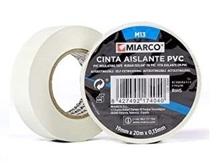 Nastro isolante in PVC M13 bianco 19mmx10m (Miarco 26661) - Product Image 1