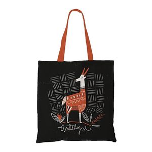 Sacs fourre-tout en toile de coton Majestic Antelope, durables, de taille moyenne, réutilisables, écologiques, en coton noir, imprimés de dessins animés, sacs de courses - Product Image 5