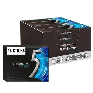 Chewing-gum sans sucre 5 GUM Peppermint Cobalt, saveur menthe fraîche et rafraîchissante, Five Gum, paquet de 15 bâtonnets (lot de 10) - Product Image 6
