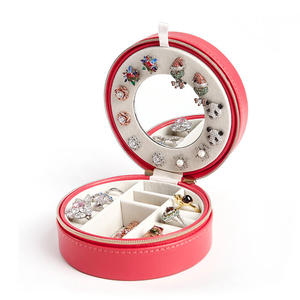 Jeulia Modern Double-Layer Round PU Jewelry <b>Box</b> with <b>Mirror</b> and Custom Logo - Product Image 6