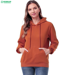 Sweat-shirts décontractés pour femmes, à capuche, en coton 100% respirant, anti-boulochage, avec logo personnalisé, coupe courte et régulière, tricotés - Product Image 1