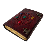 Journal à couverture rigide rouge créatif avec logo personnalisé planificateur de sept chakras en pierre carnet de croquis de dessin personnalisé livre cadeau