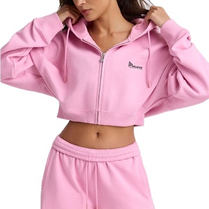 Women Tracksuit Set Short Zipper Hoodie and Jogger Pants Casual Sportswear Polyester Spandex Fabric OEM ODM - Product Image 1