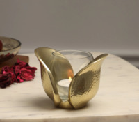 Coloré luxe Lotus fleur photophore votif bougeoir verre décor à la maison bougeoir pour la décoration de vacances