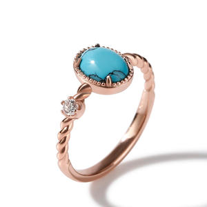 Jeulia Oval Cut <b>Turquoise</b> Twist Design Sterling Silver Anniversary <b>Ring</b> - Product Image 5