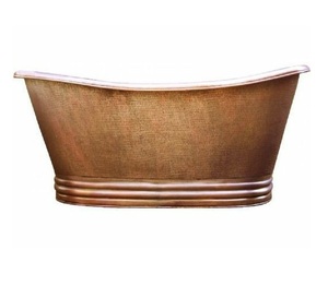 Baignoire autoportante en cuivre Design martelé jambes de créateur parfaites pour les expériences de trempage luxueuses Décor de bain élégant - Product Image 2
