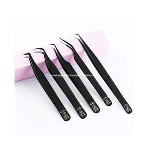 Ensemble de pinces à cils professionnelles Premium Black Nano & Fiber Tip pour extensions de cils, outil pour volume russe, usage professionnel en salon - Product Image 6