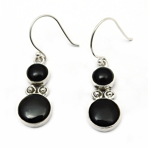 Nouveauté Design de luxe 925 argent Sterling naturel noir Onyx pierres précieuses boucles d'oreilles ethniques pour femme bijoux faits à la main en gros - Product Image 1