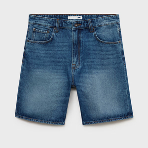 กางเกงขาสั้นผ้ายีนส์ขาสั้นทรงตรงสไตล์ฮิปฮอปสำหรับผู้ชายดีไซน์ใหม่ปักโลโก้ได้ตามต้องการ - Product Image 4