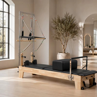 Torre de Pilates de Madera de Alta Calidad para Gimnasio en Casa, Sistema de Resortes Ajustable, Plataforma Acolchada, Entrenamiento de Postura