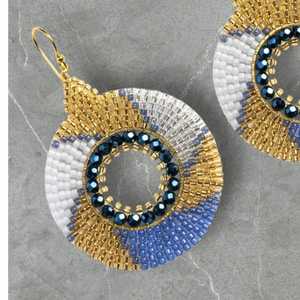 Pendientes Modernos de Cuentas de Vidrio con Diseño Turquesa y Flecos en Cascada, Joyería Única, Regalo de MS Handicraft - Product Image 2