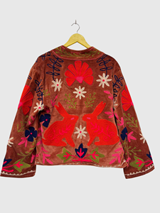Veste en velours brodée à la main à motifs floraux, manches longues, grande taille, style Prairie Chic, modèle pull-over, pour l'automne - Product Image 2