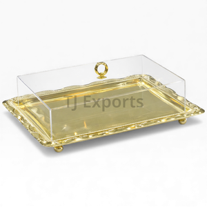 Servidor de Chocolate Acrílico Premium con Tapa Transparente y Base con Acabado Dorado para un Almacenamiento y Exhibición Elegante de Postres - Product Image 5