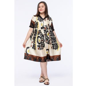 Derniers vêtements de fille élégants du fabricant direct OEM robe imprimée à encolure en V décontracté manches courtes Style de fête été printemps - Product Image 1