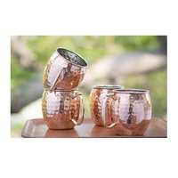 Ensemble de gobelets martelés en cuivre unique de Moscou Mule 16 onces avec paille et verre à liqueur en bois et boîte cadeau élégante