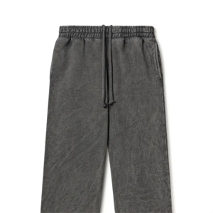 Pantalons de survêtement amples pour hommes personnalisés, couleur unie, avec logo pour impression puff, taille mi-haute, style décontracté, pantalon droit - Product Image 2