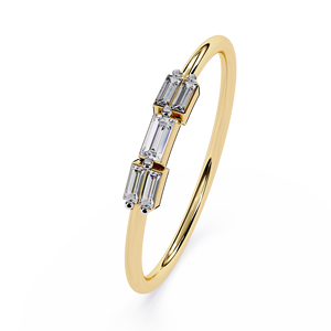 Anillo de Compromiso Delgado con Tres Diamantes en Corte Baguette Natural, Oro Amarillo y Blanco de 14K, 0.14 Quilates, Certificado IGI, para Mujer - Product Image 4
