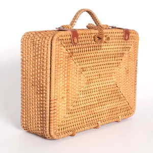 Reise Picknick Koffer Rattan Koffer Reisetaschen Koffer Vintage Luxus Gepäck tasche für Kinder Erwachsene Männer Frauen