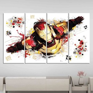 Maravilloso cuadro impreso en lienzo de Iron Man: decoración para habitación infantil de superhéroes, JUEGO DE 4 LIEÑOS - Product Image 1
