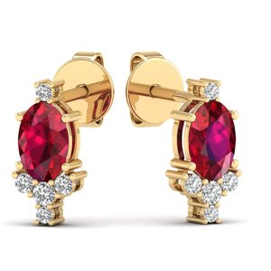 Aretes REYES, Atractivos, de Plata de Ley 925, con Corte Ovalado, Gema de Rubí de 1 Quilate con Moissanita, Cierre de Rosca, Joyería Fina - Product Image 6