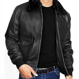 New 2025 Low MOQ Unique quality Custom <b>Sheepskin</b> Bomber <b>Jacket</b> High Quality Leather <b>Jacket</b> - Product Image 5