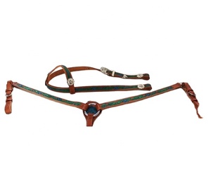 Conjunto de cuello de pecho y cabeza occidental de cuero de alta calidad con herrajes de acero inoxidable fabricante al por mayor proveedor - Product Image 1