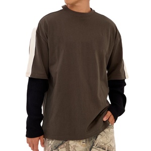 เสื้อยืดดีไซน์กราฟิกทรงหลวมไซส์ใหญ่พิเศษ รุ่นใหม่ล่าสุด ผ้าหนา 250 กรัม สไตล์สตรีทแวร์ ตกแต่งแถบแขนเสื้อแบบวินเทจ ทรงยาว - Product Image 5