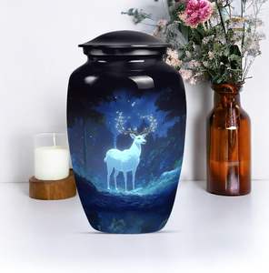 Urna de ciervo en la noche para cenizas humanas, urna grande masculina adulta para cenizas, urna de cremación conmemorativa para papá, funeral de entierro, tamaño personalizado - Product Image 3