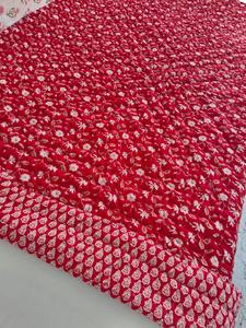 Red <b>Floral</b> Block Print Cotton Razai Reversible Queen Size Blanket - Product Image 2
