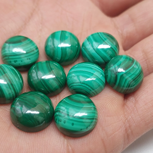 อัญมณี Malachite ทรงกลม Cabochon 15x15มม. อัญมณีหลวมสำหรับเครื่องประดับ - Product Image 1