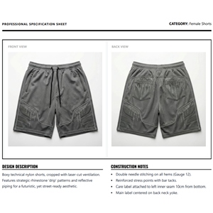 Shorts Bermuda en Maille de Nylon Personnalisés Respirants pour Femmes Taille Haute Fermeture à Cordon Écologique Coupe Classique Gym Sports Décontracté - Product Image 6