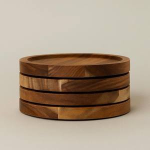 Sous-verres en bois d'acacia pour le thé et le café - Idéal pour les restaurants, la vaisselle et les événements - Product Image 1
