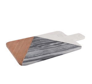 Tabla de cortar de madera y mármol para carne, frutas y verduras, con mango de madera, fácil de limpiar - Product Image 5