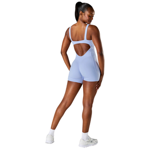 Womens Sleeveless Workout Bodysuit <b>One</b> Piece Short Jumpsuit Breathable Stretch Gym Yoga Activewear <b>Outfit</b> - Product Image 3