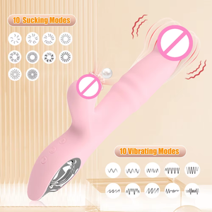 Vibrateur lapin en gros - 10 vitesses, stimulateur double point G et clitoridien, silicone liquide, sans danger pour le corps, étanche, recharge USB, sextoy - Product Image 2