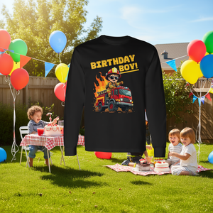 Maglietta Promozionale a Maniche Lunghe per Bambini, Tema Vigili del Fuoco, per Feste di Compleanno - Product Image 3