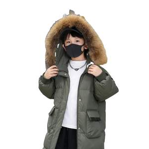 Parka d'hiver longue pour garçons avec fermeture à glissière Vêtements d'extérieur coupe-vent respirants et écologiques pour enfants - Product Image 2