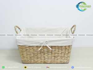 Panier de rangement en jacinthe d'eau fabriqué à la main panier en jacinthe d'eau tissé naturel avec cadre en métal Solution de rangement à la maison faite à la main - Product Image 5