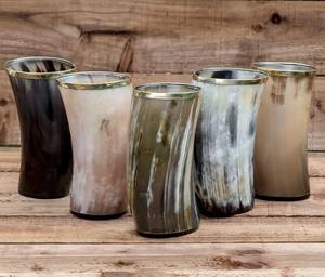 Verre court en corne naturelle artisanale de conception antique de meilleure qualité pour tasse en corne à boire en agate d'ours pour bar de l'Inde. - Product Image 6