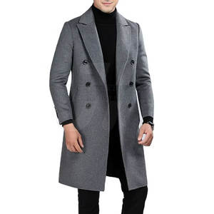 เสื้อแจ๊กเก็ตแนวยาวสำหรับผู้ชายอินเทรนด์มีกระดุมด้านหน้าเสื้อโค้ทยาวเรียบง่ายและทันสมัย - Product Image 1