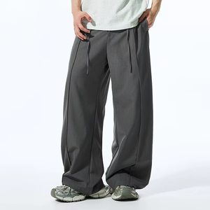 Men's Curved <b>Wide</b>-<b>Leg</b> Chinos High Street <b>Cargo</b> Cleanfit Casual Trousers Fit Sweatpants for Men - Product Image 3