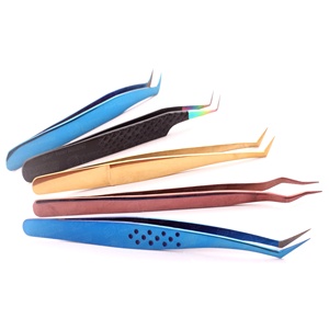 Pince à épiler à pointe longue écologique, bec d'oiseau, haute précision, belle couleur, facile pour la fabrication de fans, avec logo personnalisé - Product Image 4