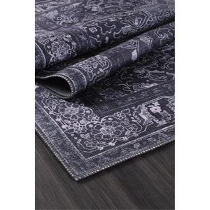 Alfombra lavable hecha a máquina con medallón geométrico negro tribal de Netline Home 1318 - Product Image 3