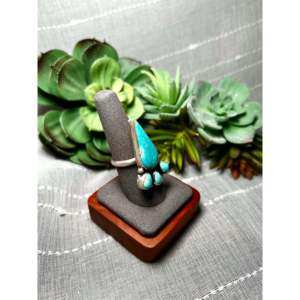 Navajo Handmade Fine Jewelry #8 Turquoise & Sterling <b>Silver</b> <b>Statement</b> <b>Ring</b> Size 8.25 Stylish Everyday Wear - Product Image 2