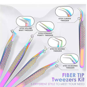 Pinzas de pestañas de extensión de volumen de logotipo personalizado de etiqueta privada de acero inoxidable de belleza, pinzas de pestañas hechas a medida al por mayor - Product Image 3